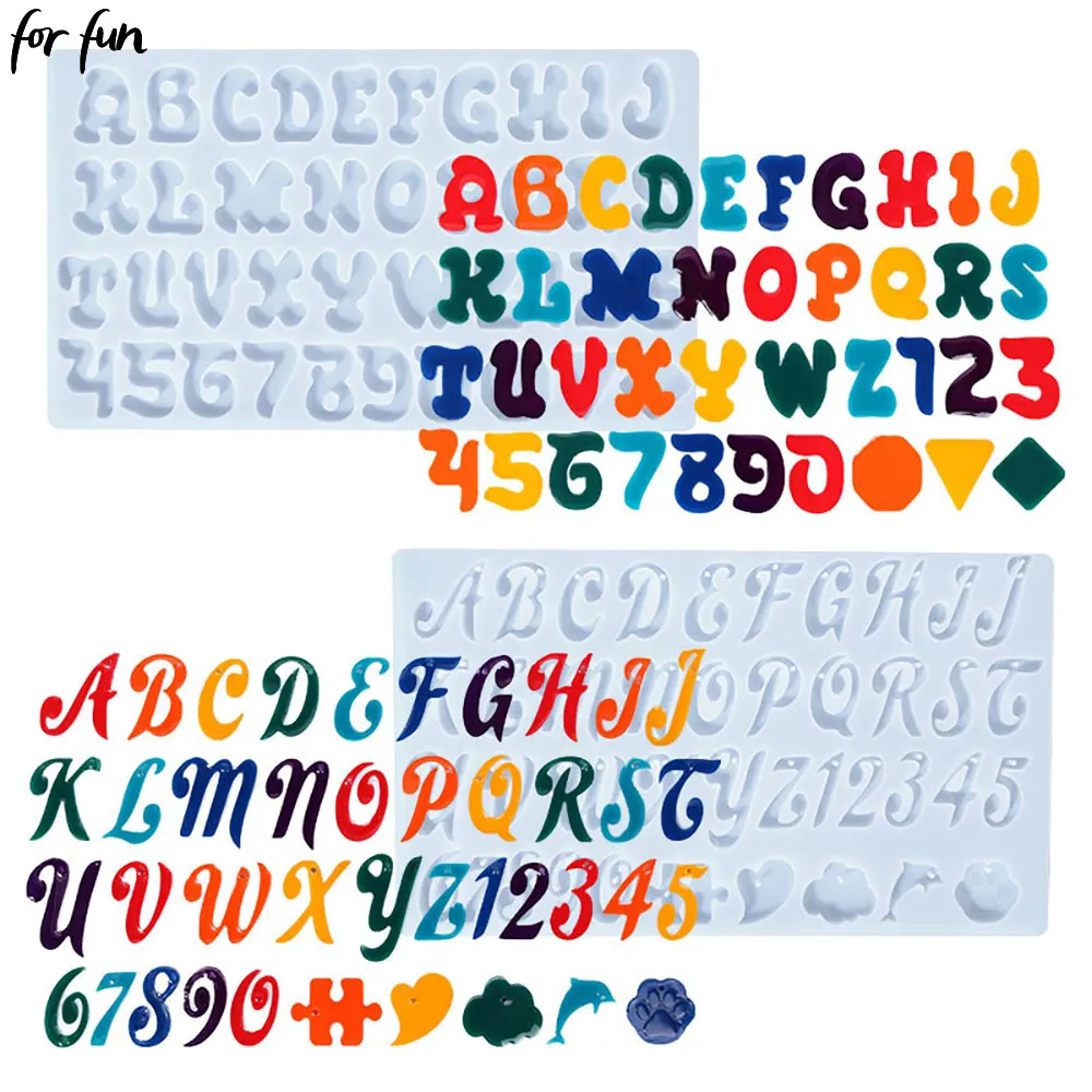 For Fun Alphabet Epoxy Resin Silicone Mold Letter and Number Mould DIY Keychain Earring Pendant Jewelry Crafts Casting Mold