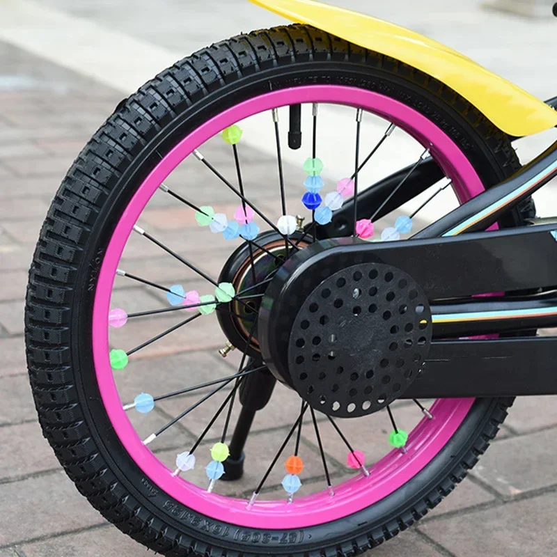 36pcs Bicycle Wheel Spoke Beads Multiple Color and Shape Children Bike Spoke Bead Cycling Plastic Spoke Wheel Decoration Clips