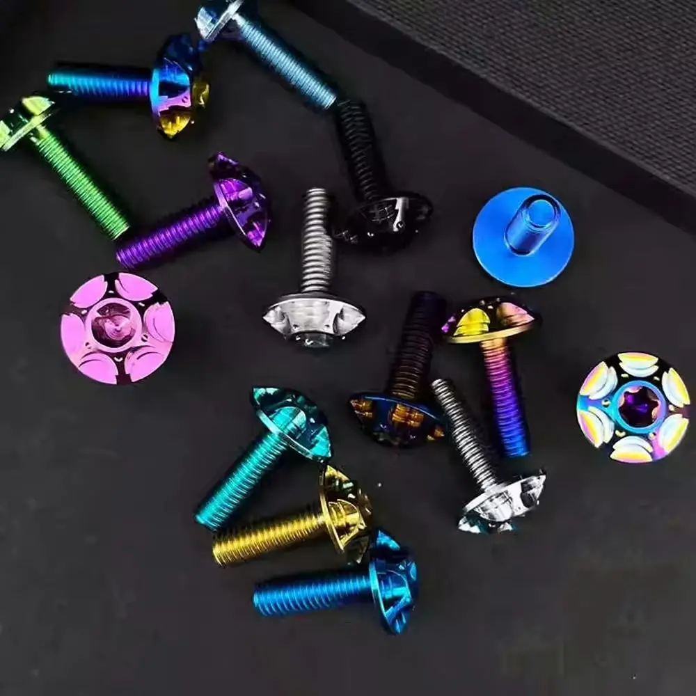 Durable Titanium Titanium Bolts M5/M6 x15mm Inner Plum Shape Dished Screws Multi Color Motorcycle Screw