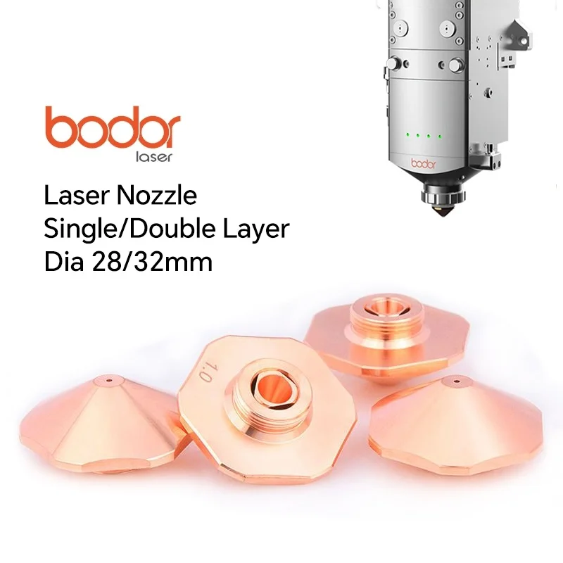 Bodor Fiber Laser Nozzle Single Double Layer D28 M11 D32 M14 Caliber 0.8 - 4.0mm Bodor Fiber Laser Cutting Head Parts