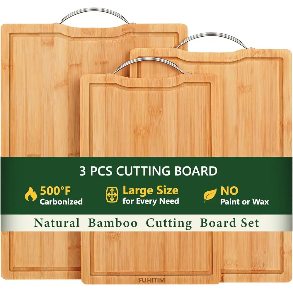 

Double Sided Deep Juice Groove Cutting Board, Ideal for Charcuterie, Chopping, Meat, Vegetables, and Fruits