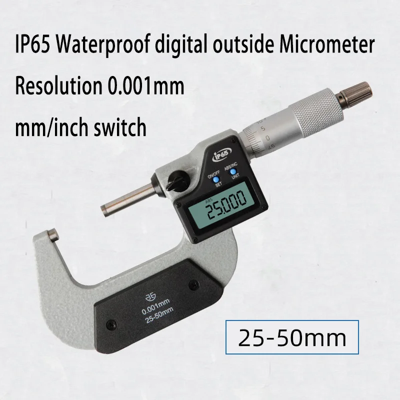 IP65 Waterproof Digital Outside Micrometer Resolution 0.001mm inch switch Elect High protection level Mechanical scale dual-use
