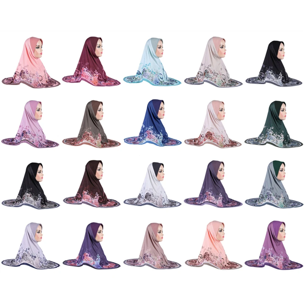 

20Pcs Muslim Women Hijab Hat Print Islamic Amira Headscarf Head Wrap Shawl Neck Covers Turban Arab Bandanas Accessories Fashion