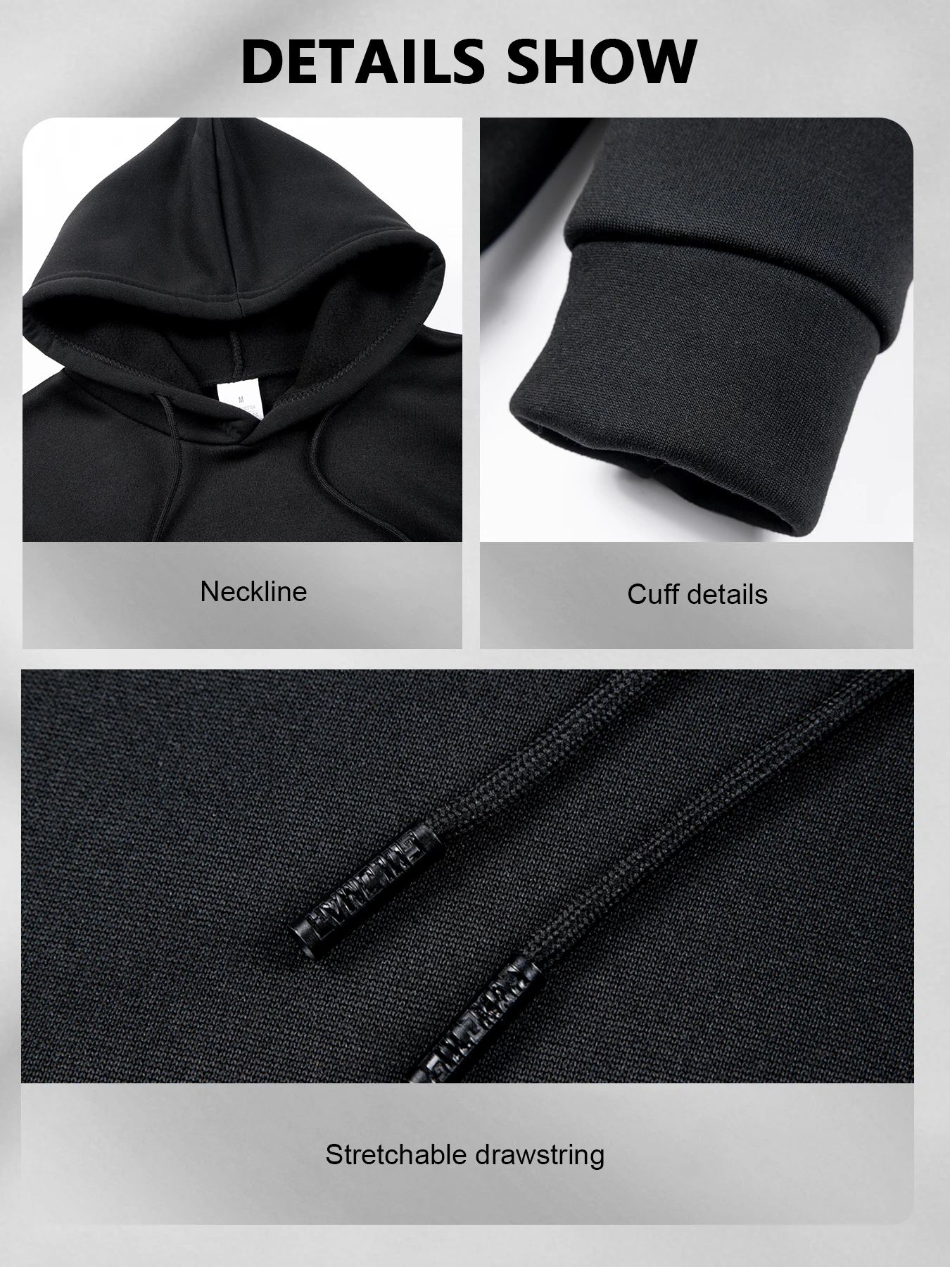 Basic Plain Men Two Piece Hooded Matching Set Front Kangaroo Pocket Hoodie + Elastic Drawcord Jogger Pants Wrinkle Resistant