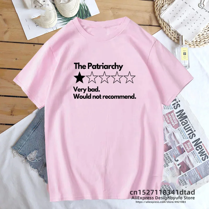 The Patriarchy Bad Review T Shirts Women Smash The Patriarchy TShirt  Funny Letter Feminism Saying Girl Power Tee Shirt