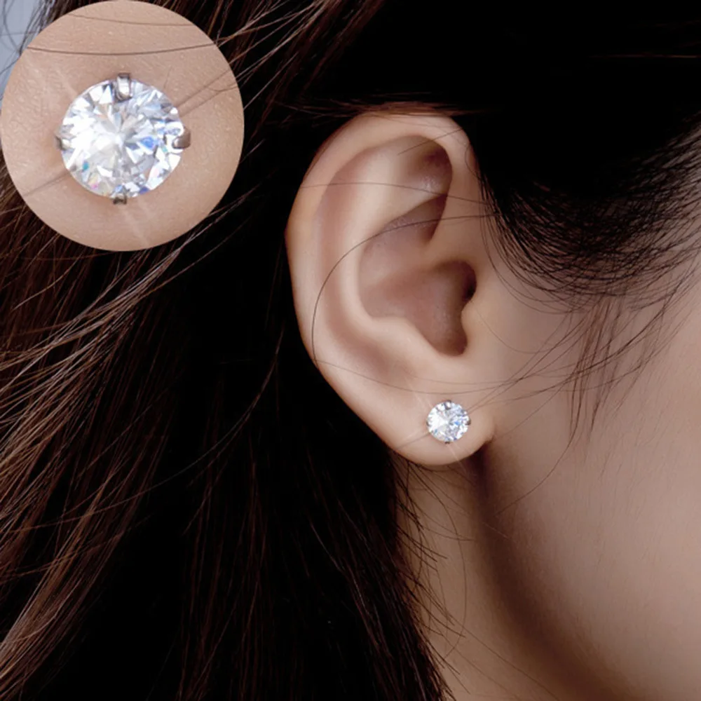 D Color VVS1 Moissanite Stud Ear for Women Men 0.1-2CT Round Cut 3-8mm Single Stone Lab Created Diamond Earrings Fine Jewelry