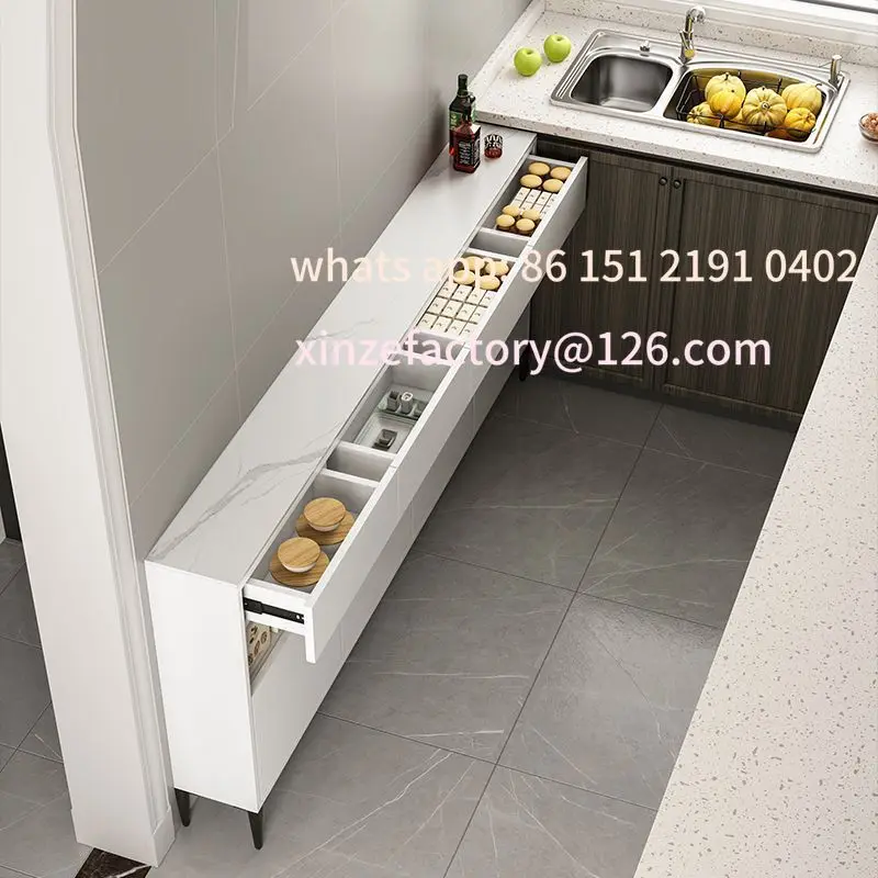 

Customizable Side Cabinet 20cm Kitchen Locker Solid Wood Slate Tea Cabinet