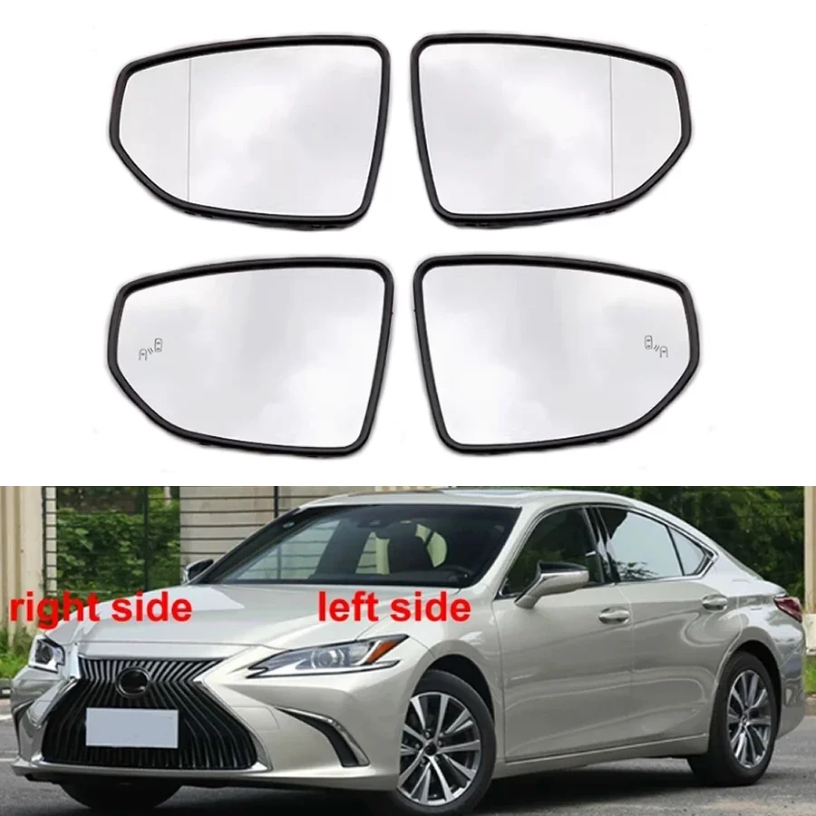 

For Lexus ES ES200 ES260 ES300 ES350 2019-2023 Side Mirrors Lens Door Wing Rear View Mirror White Glass with Heating Blind Spot