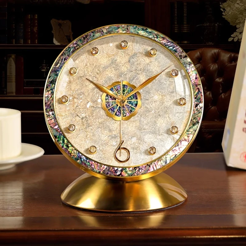 

Shell Table Clocks Modern Luxury Desk Clock Decoration Retro Desktop Clock Living Room Silent Clocks Aesthetic Interior Ornament