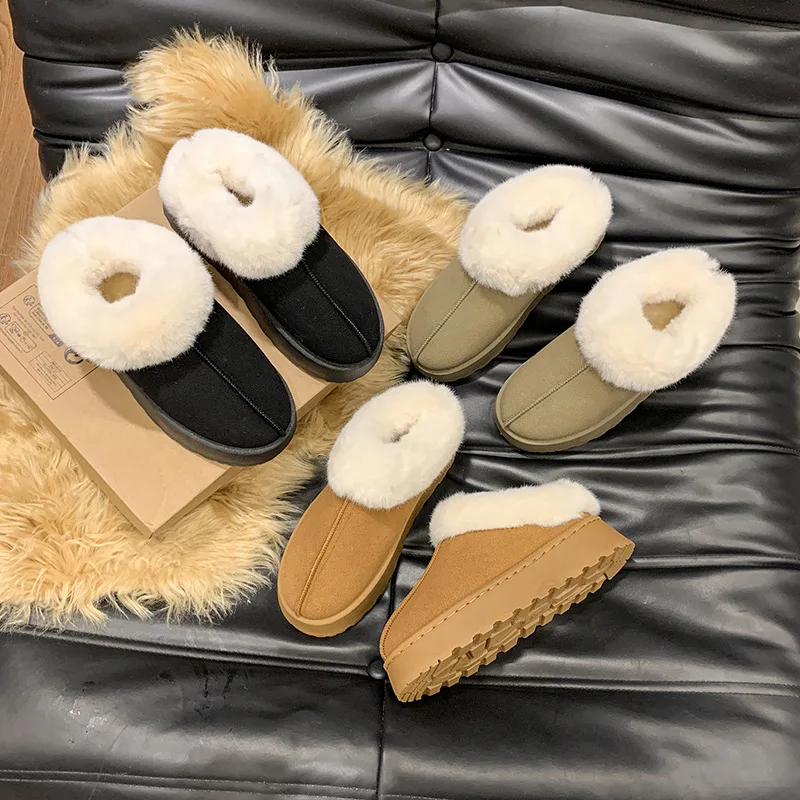 

2025Winter New Thick-Soled Warm Snow Boots Thickened Warm Sheepskin Integrated Comfortable Casual Furry Shoes for Women