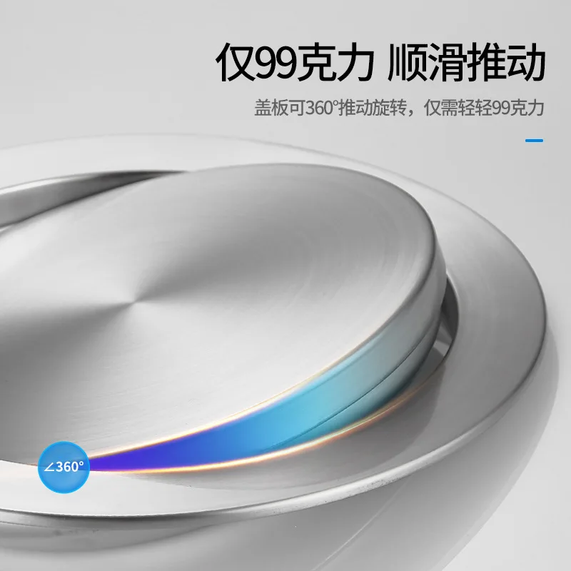 Round Stainless Steel Flap Flush Recessed Built-in Balance Swing Flap Lid Cover Trash Bin Garbage Can Kitchen Counter Top