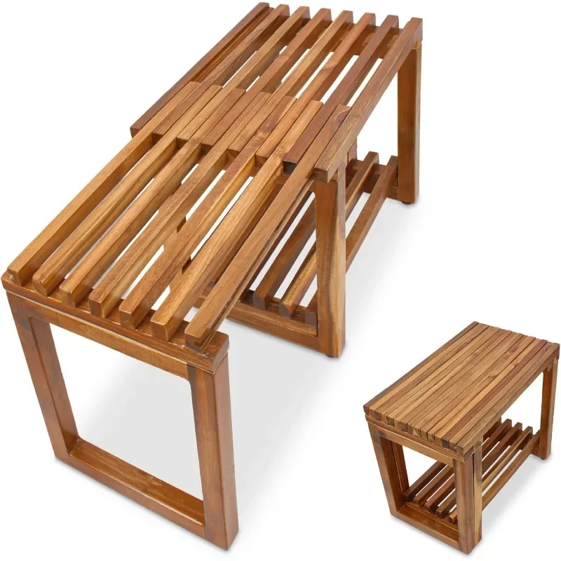 

Adjustable Length 29 Inches Shower Stool Bench Chair Waterproof with Storage Shelf for Shaving Legs, Spa, Bath Seat