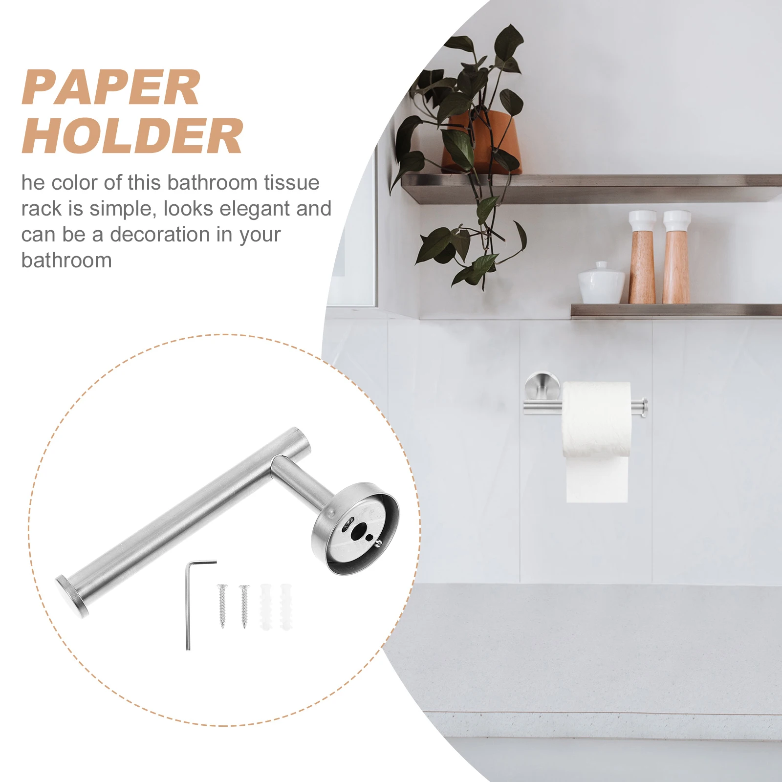 

1 set 1 Set Roll Paper Bathroom Kitchen Paper Rack Tissue Holder Simple Design For Bathroom Kitchen Hotel Use Tissue Holder Rack