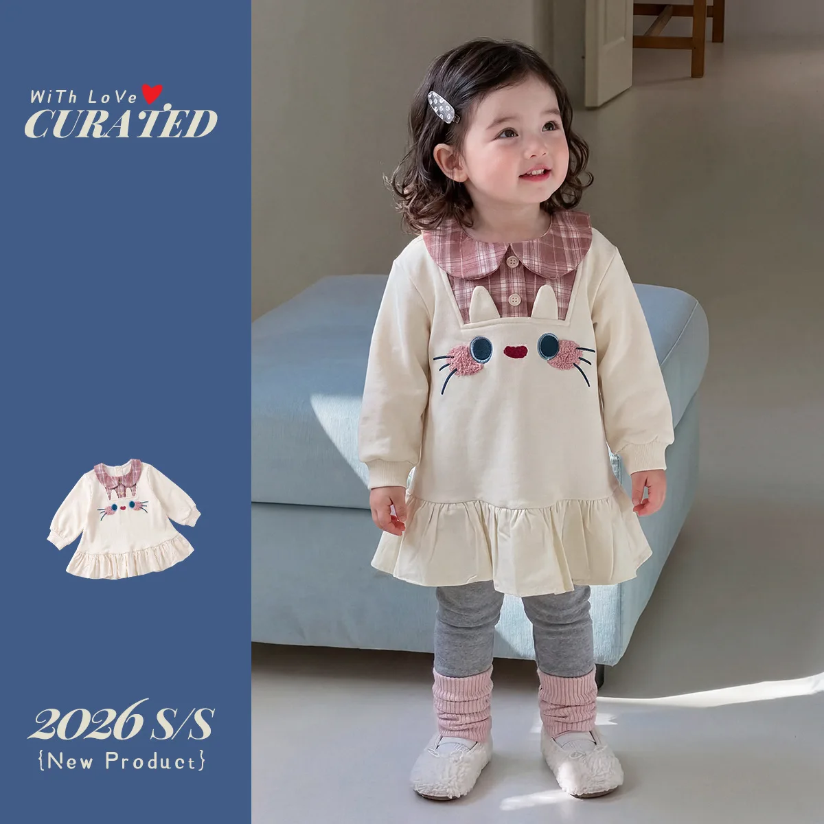 nuevo-vestido-coreano-a-cuadros-con-cuello-peter-pan-para-ninas-otono-2026--vestido-de-sudadera-con-bordado-de-gato-para-ninos-pequenos-atuendo-casual-y-lindo