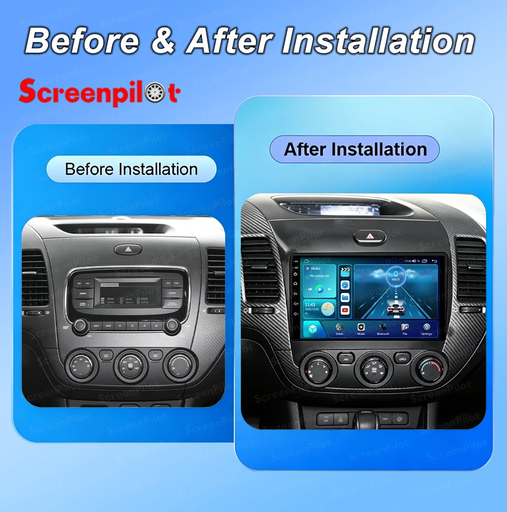 Android 16 For KIA K3 Cerato 3 Forte 2013-2017 Car Radio Stereo Head Unit Multimedia Video Player GPS Navigation 2K QLED 9 Inch