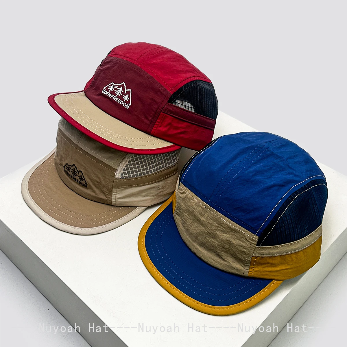 New Unisex Color Block Embroidered Letters Trees Solid Baseball Hats Sunshade Quick-dry Versatile Outdoor Peaked Caps Casual Ins
