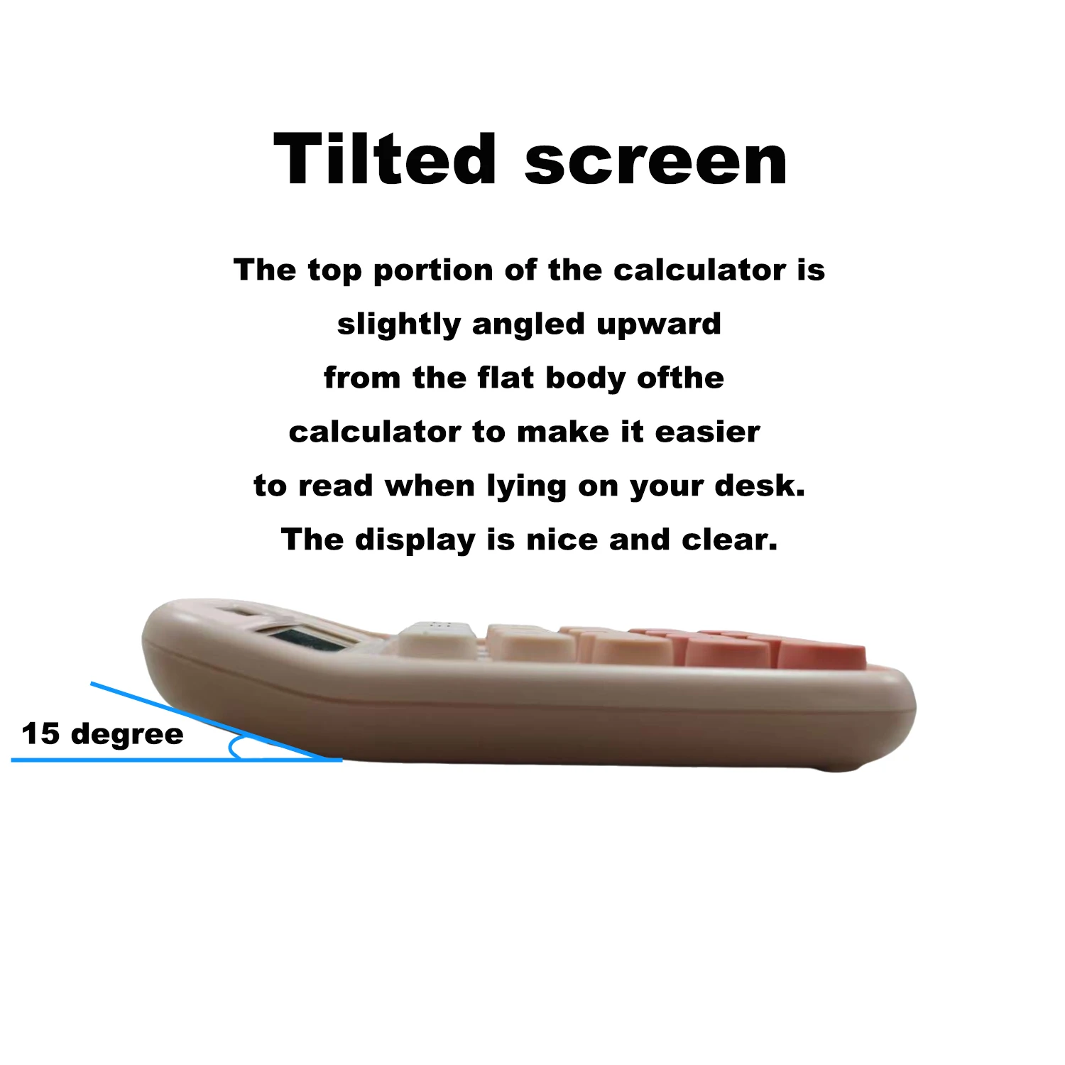 آلة حاسبة ميكانيكية، آلة حاسبة لطيفة مع شاشة إمالة مزدوجة الطاقة مكونة من 8 أرقام وزر كبير للمكتب الأساسي لطلاب المعلمين