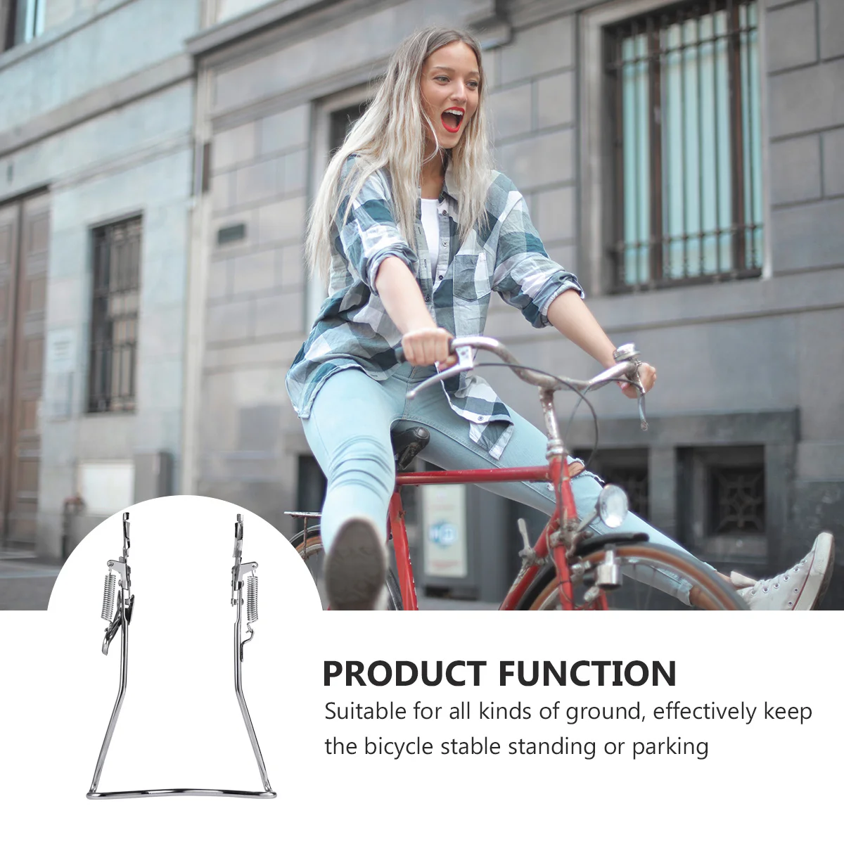 

Heavy Duty Bike Kickstand Parking Rack Repair Double Foot Bracket Iron Floor Storage Stand Bike Holder Parking Stand