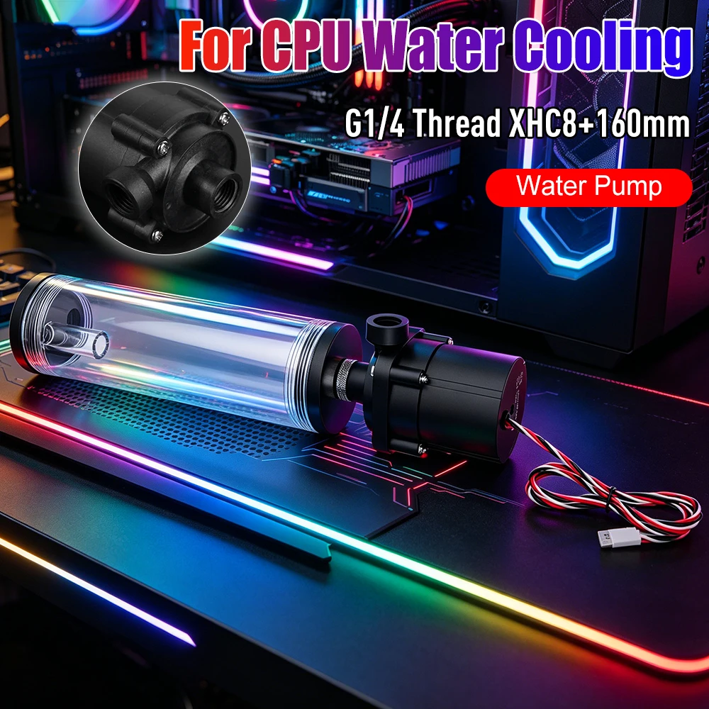 G1/4 Thread XHC8+160mm Cylinder Computer Water Tank PC Water Cooling SC600 Pump Radiator Waterblock Holder Kit for CPU