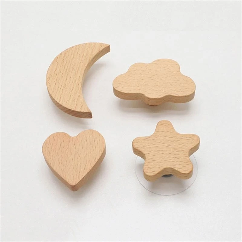 J2HB Door Drawer Wooden Handle Furniture Without Punching Paste- Single Hole Handle