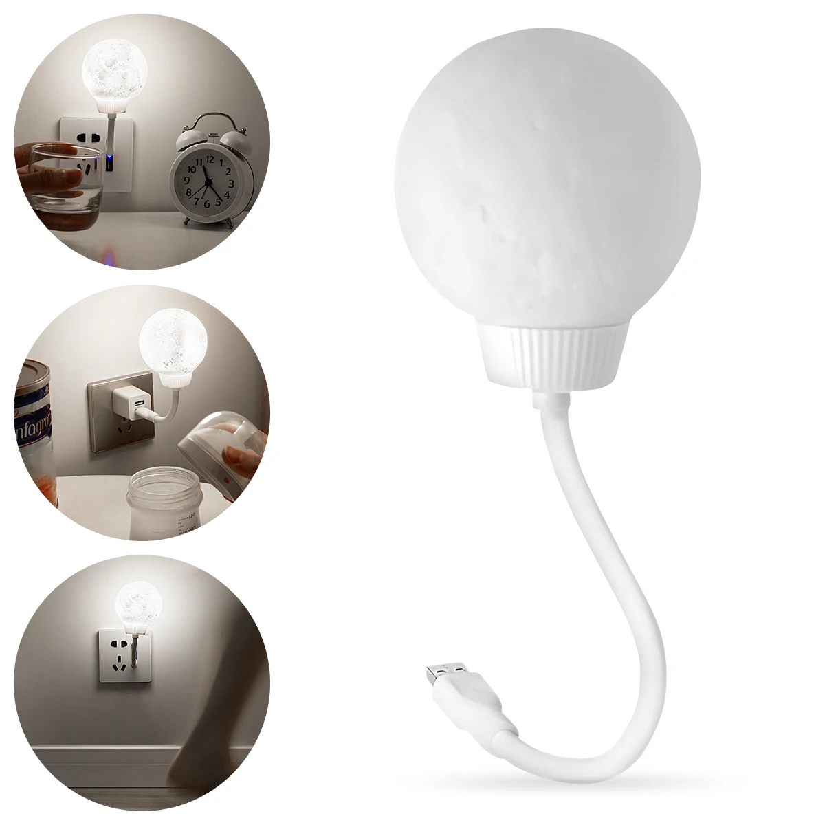 Single-Panel White USB Plug-In 3-Mode Night Light, Mood Light, DIY Night Light