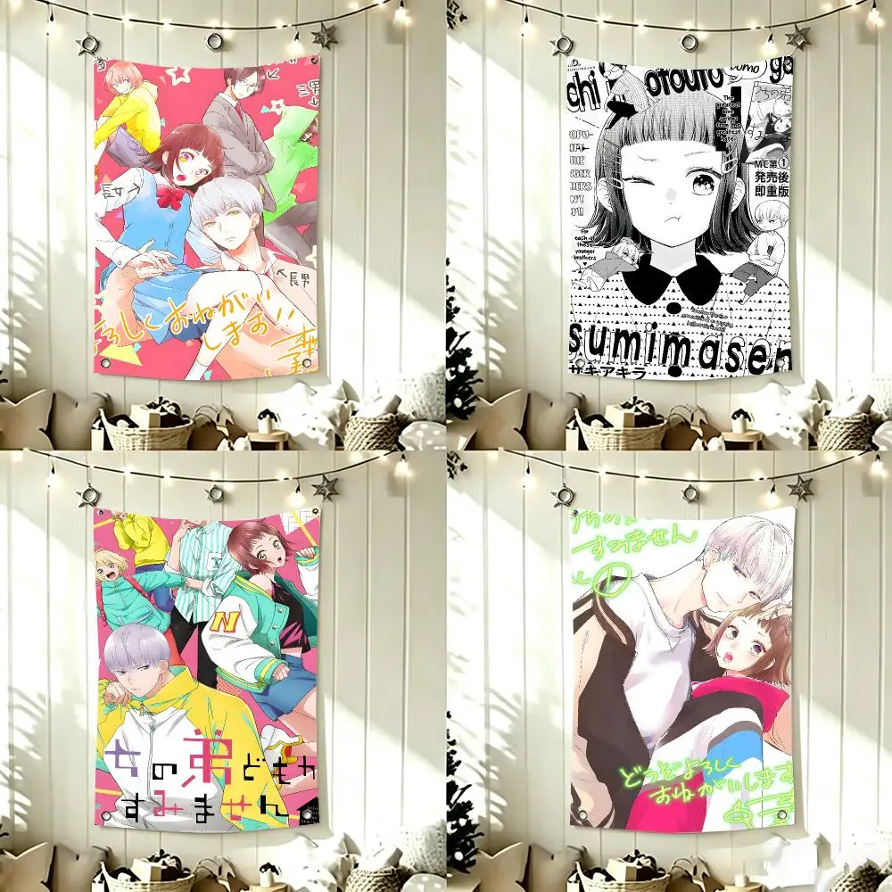 Comedy Anime U-Uchino Otouto‑domo ga Sumimasen Flags Home Decor Wall Hanging Vertical Flags Indoor Outdoor