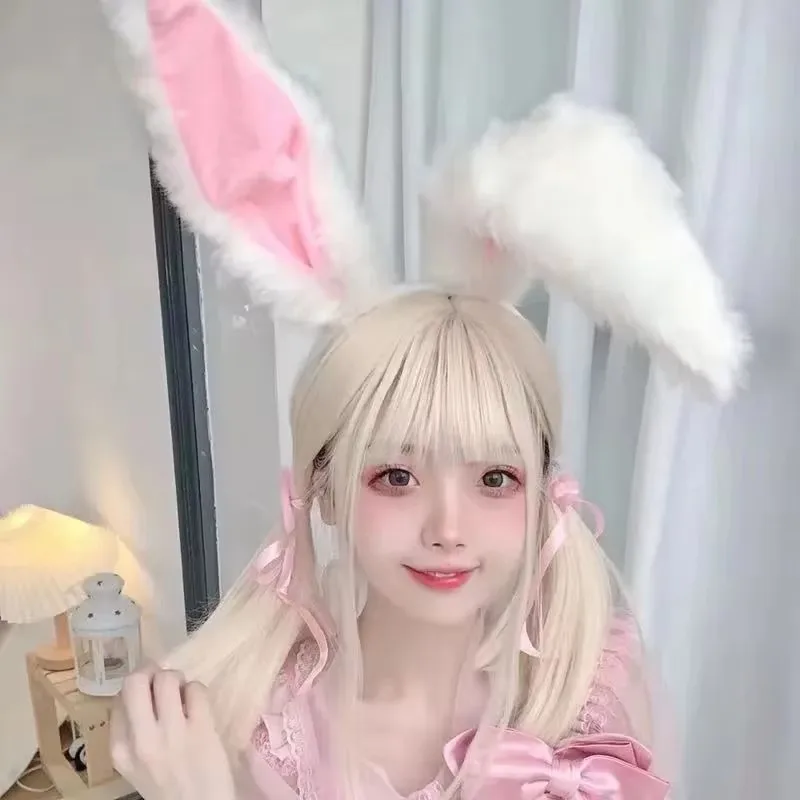

1pc Women Plush Rabbit Ear Decor Fur Costume Headband, Elegant Boho Style Autumn/Winter