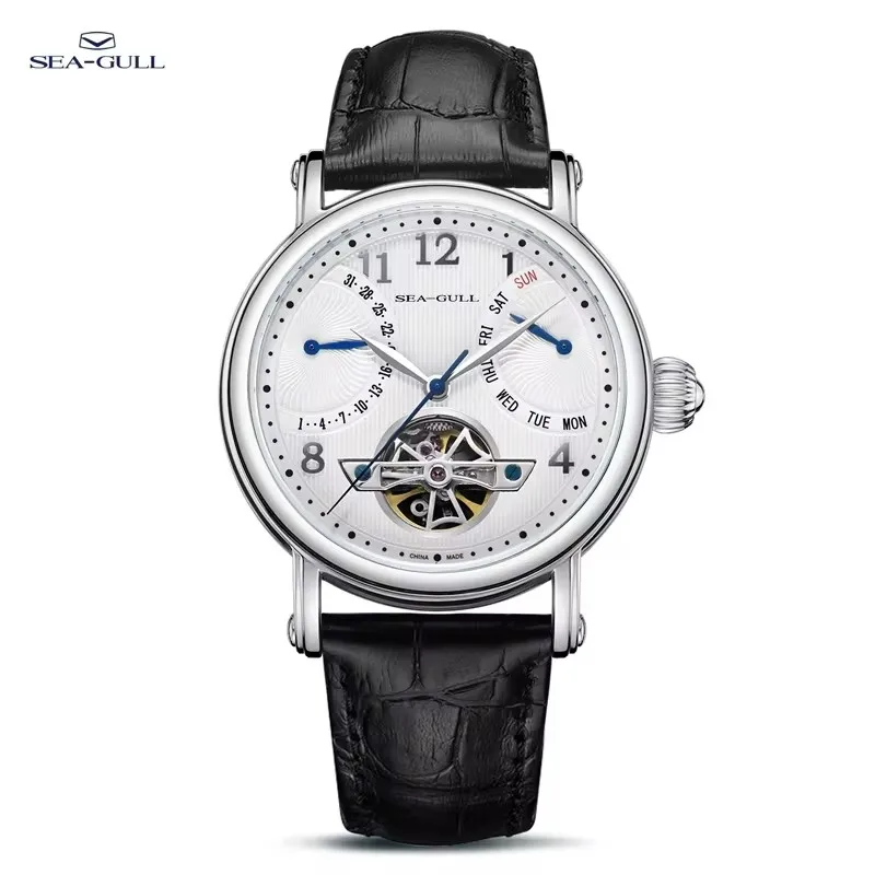 2024 Seagull Men Wristwatch Automatic Mechanical Watch Multi-Function Hollow Flywheel Waterproof часы мужские наручные 6123