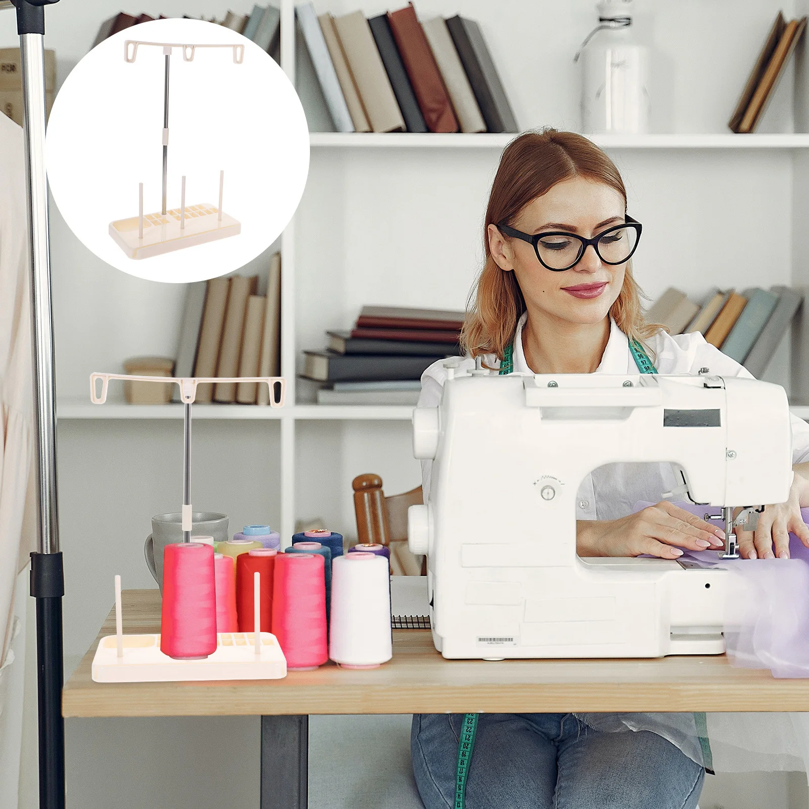 

Plastic Sewing Machine Thread Stand 3 Spools Holder Household Thread Holder Storage for 12 Bobbins Sewing Embroidery Quilting