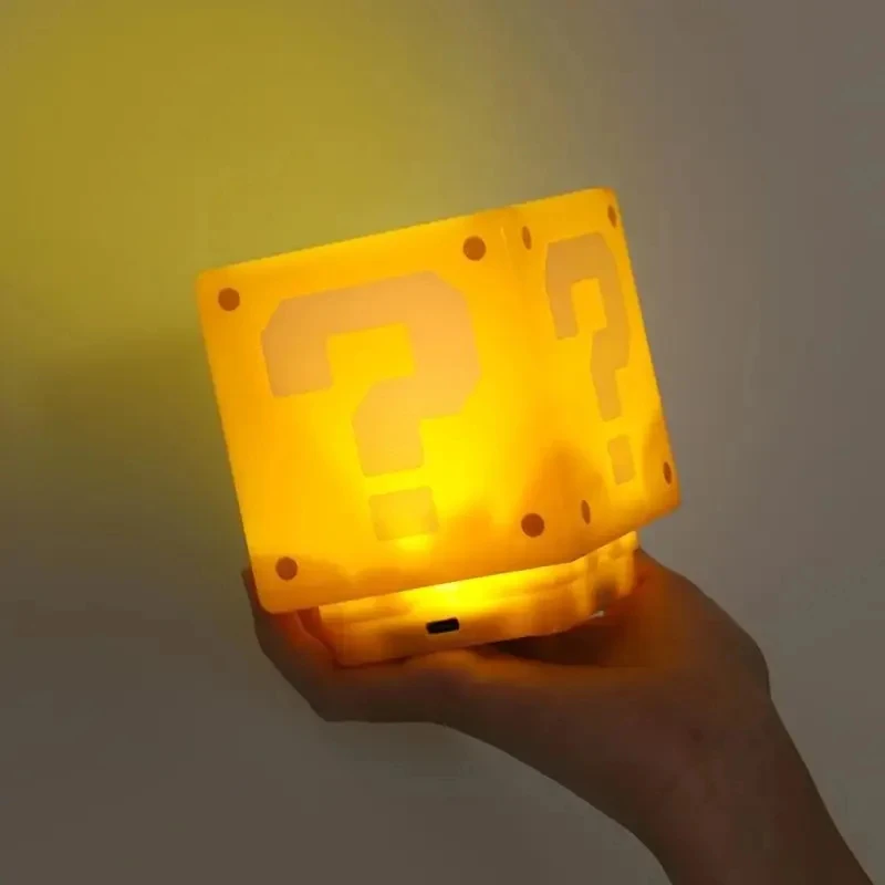 10cm Super Mario Bros Figure LED Question Mark Brick Night Light USB Charging Anime Desk Lamp Statue Decorative Light Kids Gifts