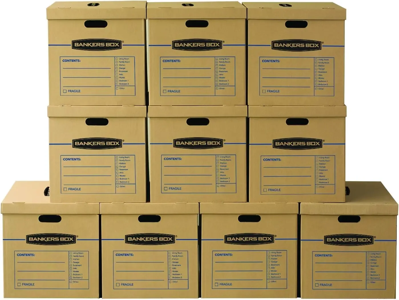 Box Large Classic Moving Box 10 Pack, Reinforced Handles, Tape-Free Assembly, Box with Lid, 21-in x 17-in x 17-in (77182