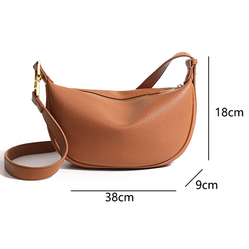 Large Capacity Genuine Leather Shoulder Crossbody Bag for Women Fashion Solid Color Cow Genuine Women Handbag Luxury Ladies Tote