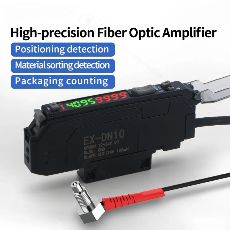 GTRIC L-Shaped Bend Fiber Optic Sensor Kit 12-24V IP67 Metal Housing Anti-Interference Diffuse Reflective Photoelectric Switch