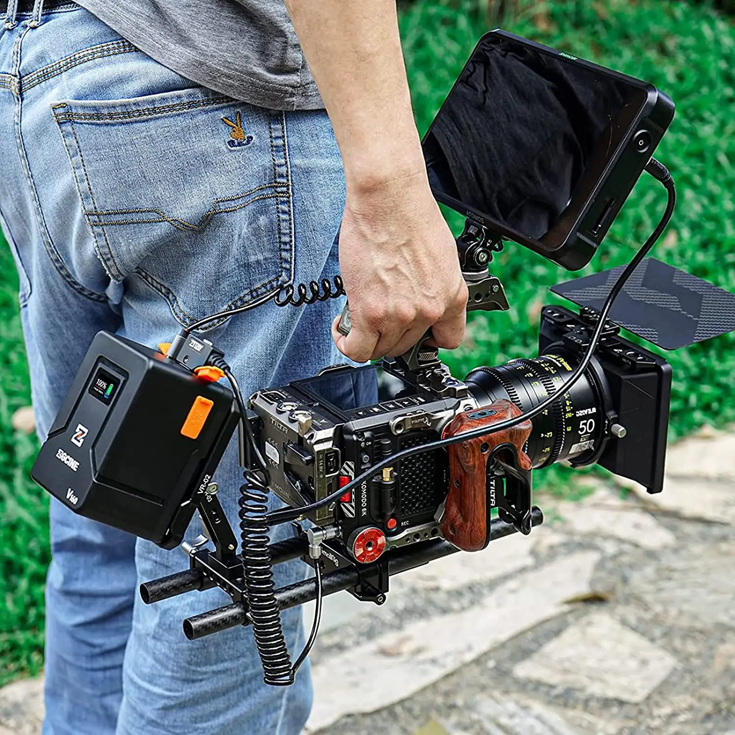 ZGCINE VM-VP2 V-Mount Battery Plate USB-C PD In/Out D-Tap LEMO DC Output 15mm Rod Clamp for Camera Monitor Video Rig