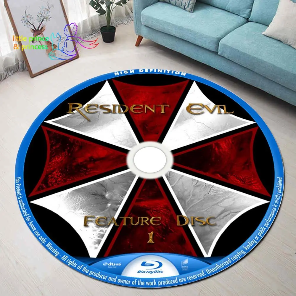 Umbrella Corporation CD Rug Round Mat Halloween horror Round Rug Bathroom Mat Black Mat Home Decor Rug Living Room Kitchen Rug