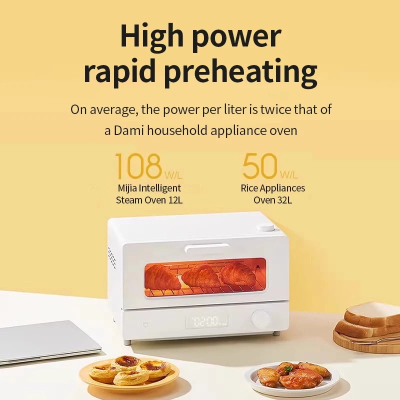 샤오미 스마트 스팀 미니 오븐 12L - 가정용, 소형, 공식 다기능 스팀기 및 베이킹 온도 조절