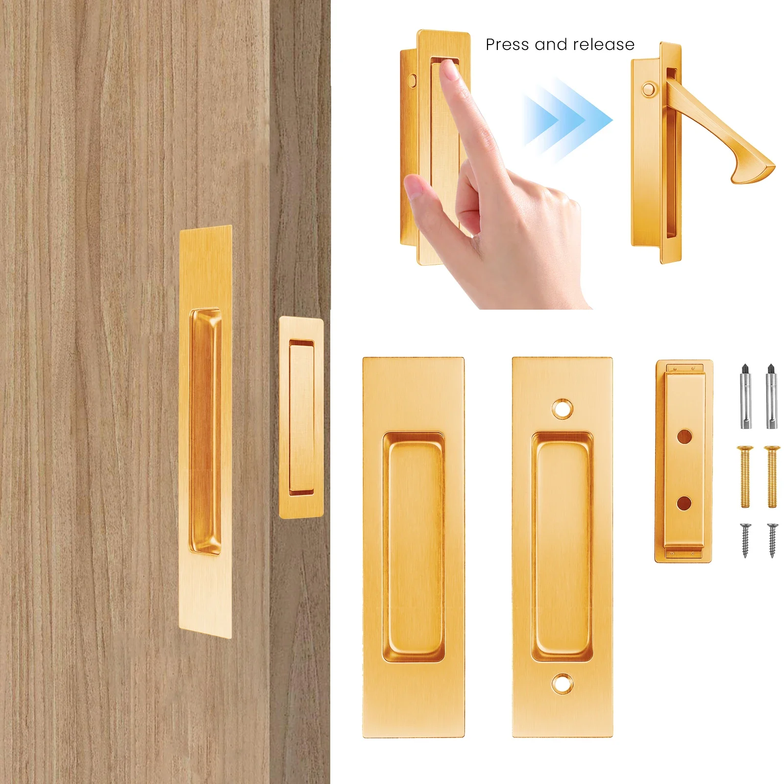 Schiebetürgriffe und Kantengriff-Set aus 304 Edelstahl, Eingelassene Türgriffe, Hardware-Fingergriffe für Schiebetüren