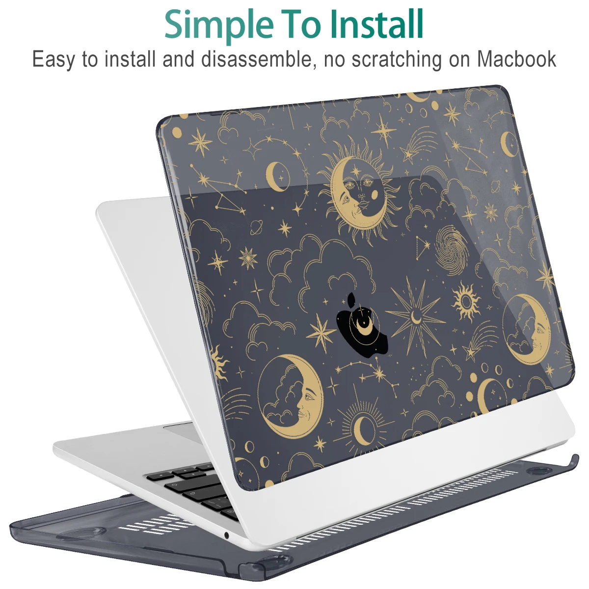 ブラッククリスタル占星術ケース,Macbook m4 pro用ケース14 16 2024 m3 air 15 a2941 a3114 air 13 a3113 a2681 m2 m1 a2337 2023 2022 a2338