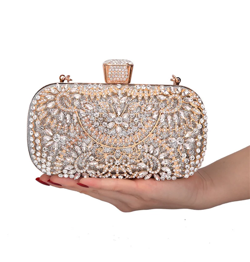 

2023 High Quality Women Diamond Evening Bags Flowers Bling Party Dinner Clutch Wallets Mini Purse For Ladies MN