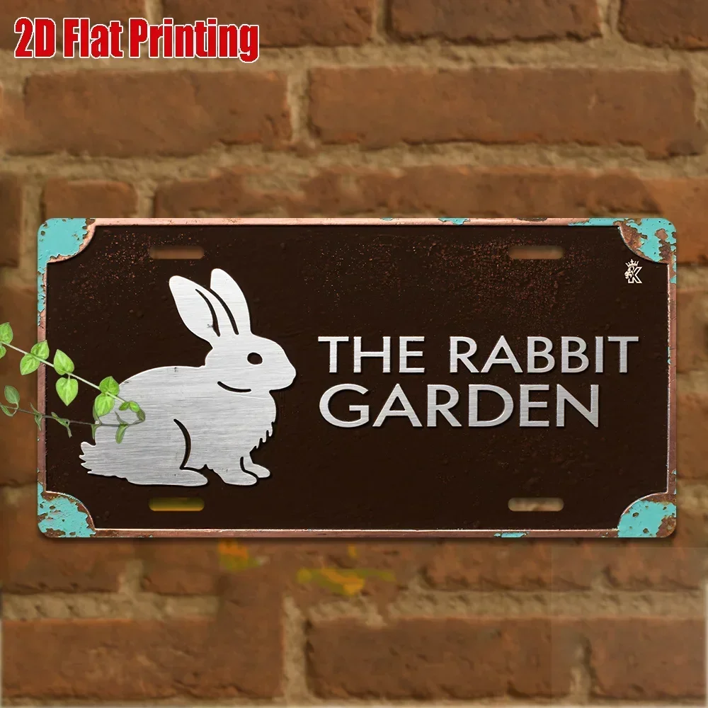 2D Flat -1pc, Vintage Metal Plaque for Decorative Purposes Only, Outdoor Sign & Wall Decor , Rabbit Garden Aluminum Sign