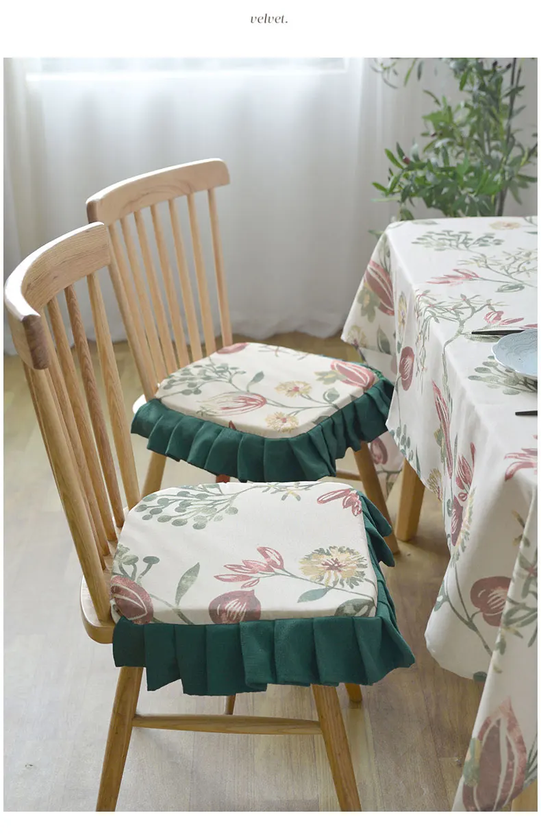 frill dining chair cushion non-slip windsor chair seat cushion horseshoe-shaped seat mat pad