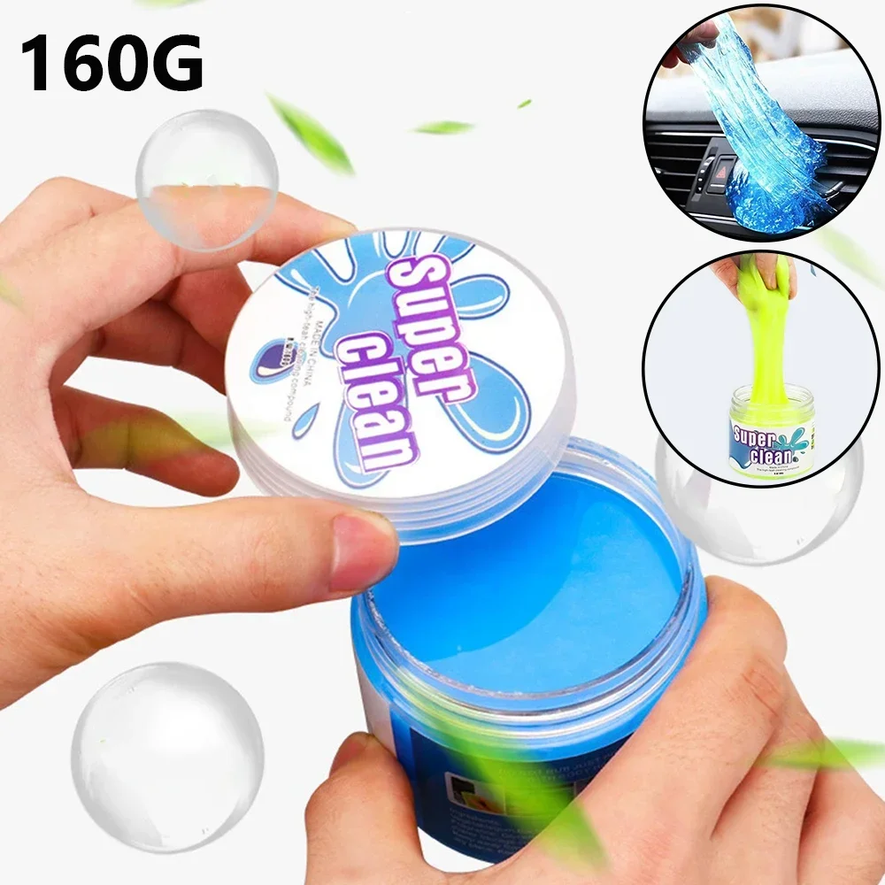 

160G Clean Glue Gum Silica Gel Car Keyboard Dust Dirt Cleaning Gel Blue Yellow Green Slime Soft Sticky Clean Glue Cleaning Tool