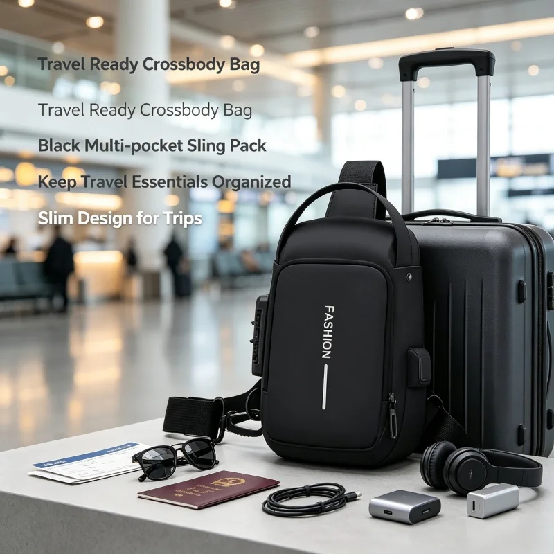 Stylish Men's Sling Bag - Durable Oxford Fabric, Crossbody Chest Pack with Phone Pocket, Zip Closure for Daily Commute