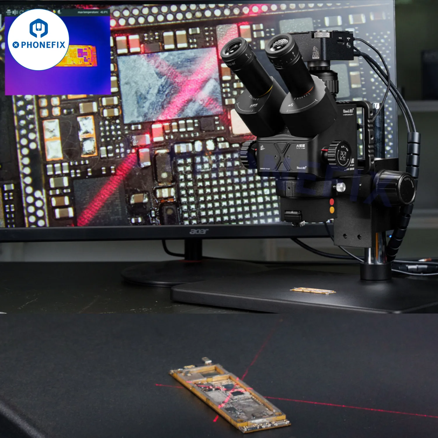 YCS-6558 Ultra HD Trinocular Mikroskop mit extra großem Boden – Perfekt für präzise Elektronikreparaturen und mobiles Mikroskopieren