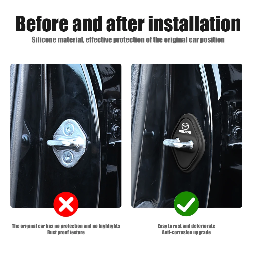 4Pcs Car Door Lock Buckle for Mazda 2 3 5 6 Axela Atenza Speed 6 CX-3 CX-4 CX 5 CX-7 CX-8 CX-9 Demio  Silicone Protective Cover
