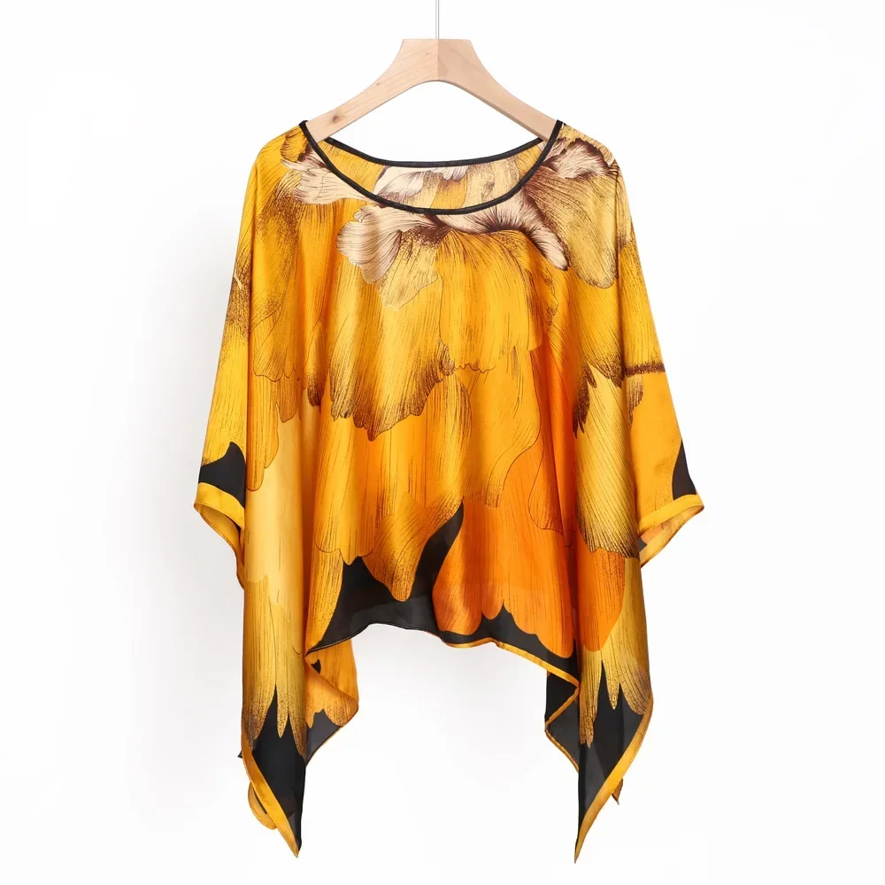 

Poncho Cape Fashion Hoodie Large Square Scarf Imitation Silk Shawl Summer Thin Sunscreen Scarf Women Cloak P1