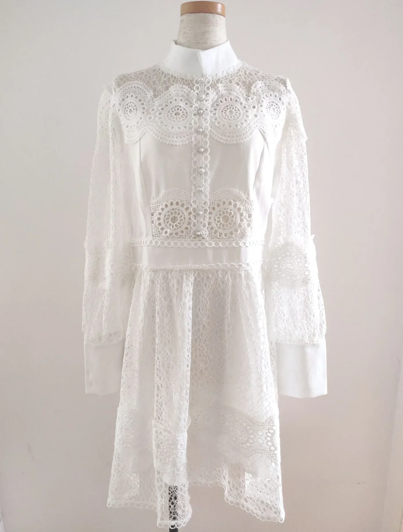 Shirt Dress Women Guipure Lace Patch with Cami Dresses White 2024 Spring Wedding Hollow Out Loose Y2k Party Holiday Vestido