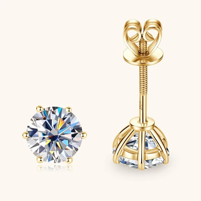 10k Gold 2cttw D Color Moissanite Stud Earrings Screwback Fine Jewelry Real Au417 Gold Diamond Ear Studs Pass Tester with Gra