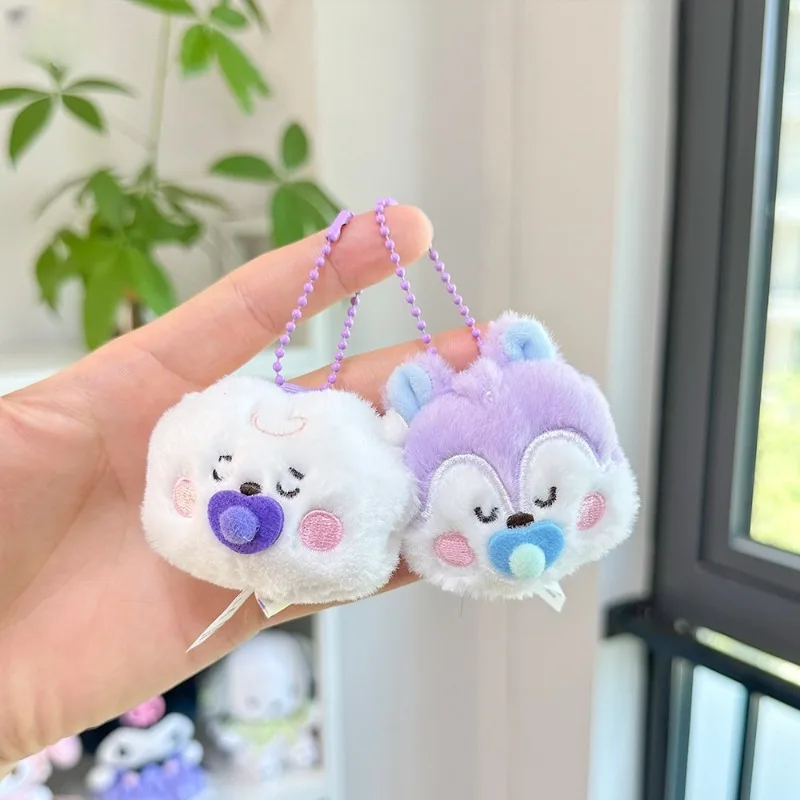 الكرتون Bt21 مصاصة الطفل النوم سلسلة كبير رئيس أفخم دمية قلادة صغيرة جديدة مانغ تاتا دمية فتاة حقيبة معلقة الديكور هدية