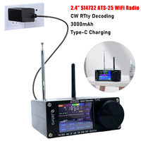 2.4 Inch Touch Screen WiFi Radio Receiver SI4732 ATS-25 3000mAh Type-C Charging Max-Decoder Radios CW RTty Decoding Receivers
